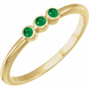 14K Yellow Natural Emerald Stackable Ring