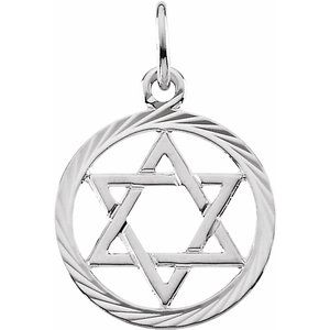14K White 12 mm Star of David Pendant