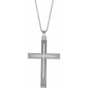 14K White Cross 18 Necklace  "
