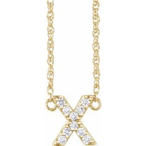 14K Yellow 1/10 CTW Natural Diamond Lowercase Initial X 16 Necklace"