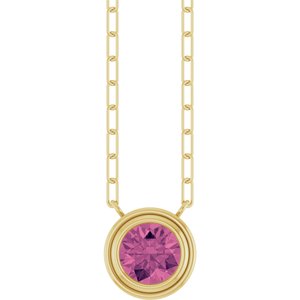 14K Yellow Natural Pink Tourmaline 18 Necklace"