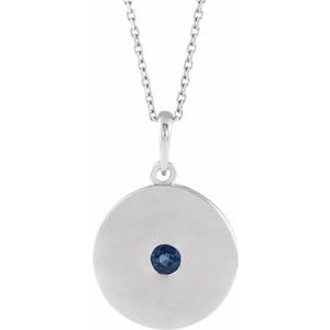 Platinum Lab-Grown Blue Sapphire Disc 16-18 Necklace"