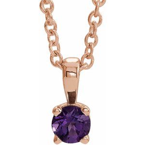 14K Rose 3 mm Natural Amethyst 16-18 Necklace"