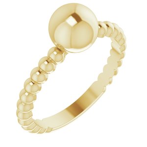 14K Yellow Beaded Ball Ring