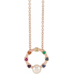 14K Rose Akoya Cultured Pearl Hold You Forever® Rainbow Baby 18 Necklace "
