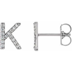 14K White .05 CTW Natural Diamond Initial K Earring