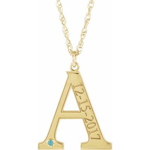 14K Rose Gold-Plated Sterling Silver Engravable Imitation Mozambique Garnet Initial E 16 Necklace"