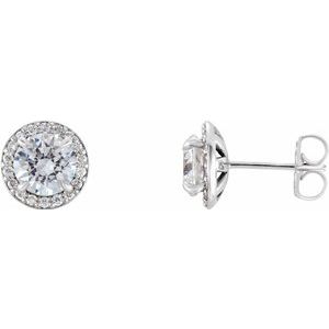 Platinum 1 CTW Natural Diamond Halo-Style Earrings