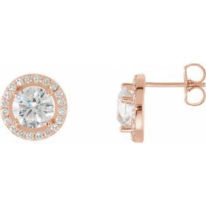 14K Rose 2 1/3 CTW Natural Diamond Halo-Style Earrings       