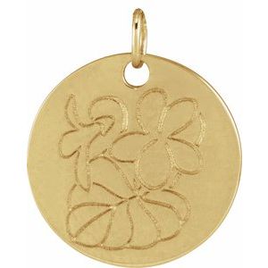 14K Yellow Violet February Birth Flower Pendant