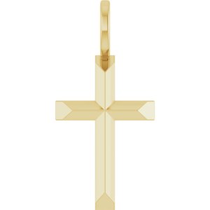 18K Yellow Gold-Plated Sterling Silver Knife-Edge Cross Pendant