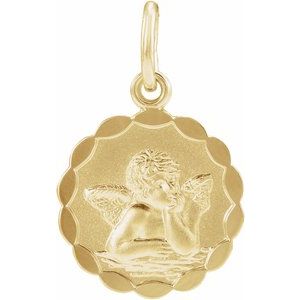 14K Yellow 12 mm Angel Pendant
