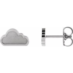 14K White Tiny Cloud Earrings