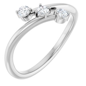 14K White 1/5 CTW Natural Diamond Three-Stone Bypass Ring