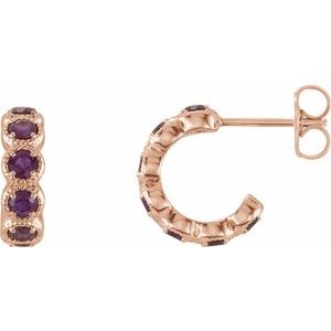 14K Rose Lab-Grown Alexandrite Hoop Earrings