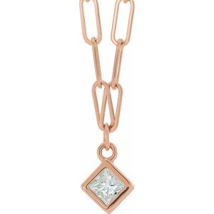 14K Rose 1/6 CT Natural Diamond Micro Bezel-Set 18 Necklace"