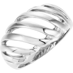 14K White Freeform Dome Ring
