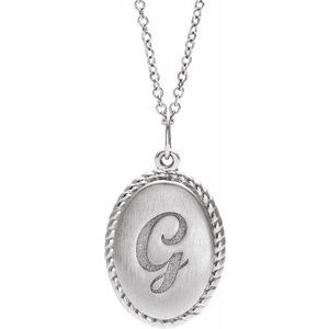 Platinum Engravable Oval Rope 16-18 Necklace"