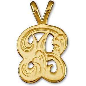 14K White Small Initial R Pendant