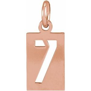 14K Rose Pierced Numeral 7 Dog Tag Pendant