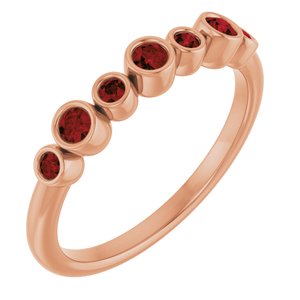 14K Rose Natural Mozambique Garnet Bezel-Set Ring