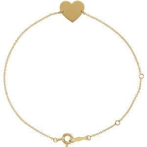 14K Yellow Engravable Heart 7-8 Bracelet"