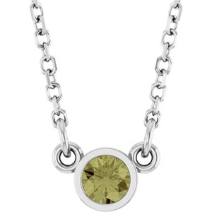 14K White Natural Green Sapphire Solitaire 18 Necklace "