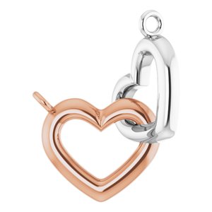 14K Rose/White 9.22x7.93 mm Interlocking Heart Necklace Center