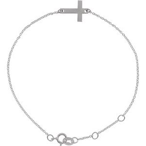 Platinum Engravable Cross 6 1/2-7 1/2 Bracelet"
