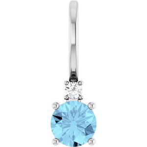 Platinum Natural Aquamarine & .015 CT Natural Diamond Charm/Pendant