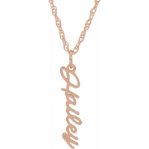 14K Rose Script Nameplate 16-18 Necklace"