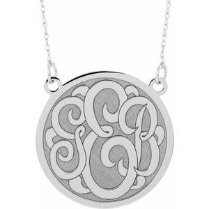 14K White 25 mm 3-Initials Script Monogram 18 Necklace"