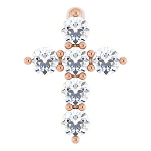 14K Rose 1/6 CTW Lab-Grown Diamond Cross Pendant