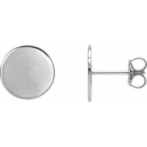 Platinum 10 mm Engravable Disc Earrings
