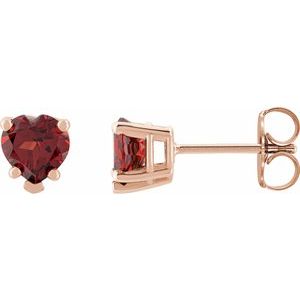 14K Rose Natural Mozambique Garnet Stud Earrings