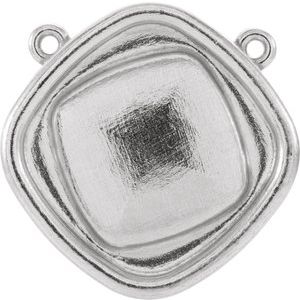 14K White 8.5x9.1 mm Cushion Necklace Center