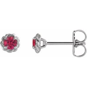 14K White 4 mm Lab-Grown Ruby Claw-Prong Rope Earrings