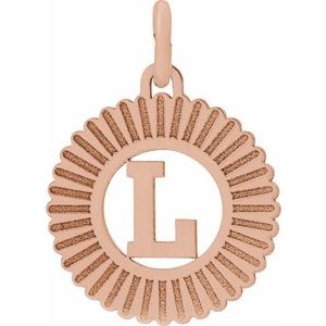 14K Rose Initial L Sunburst Pendant