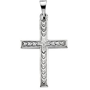 14K White 24.5x22 mm Cross Pendant