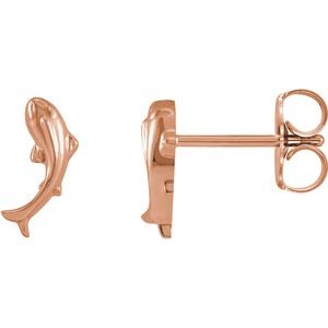 14K Rose Tiny Koi Fish Earrings