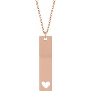 14K Rose Engravable Bar 16-18 Necklace"
