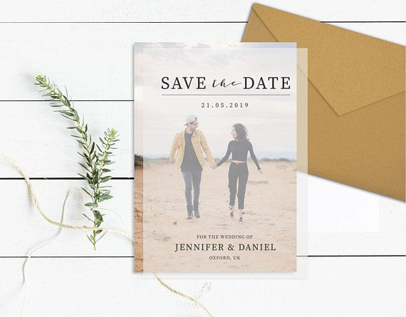 translucent see through save the date with photo