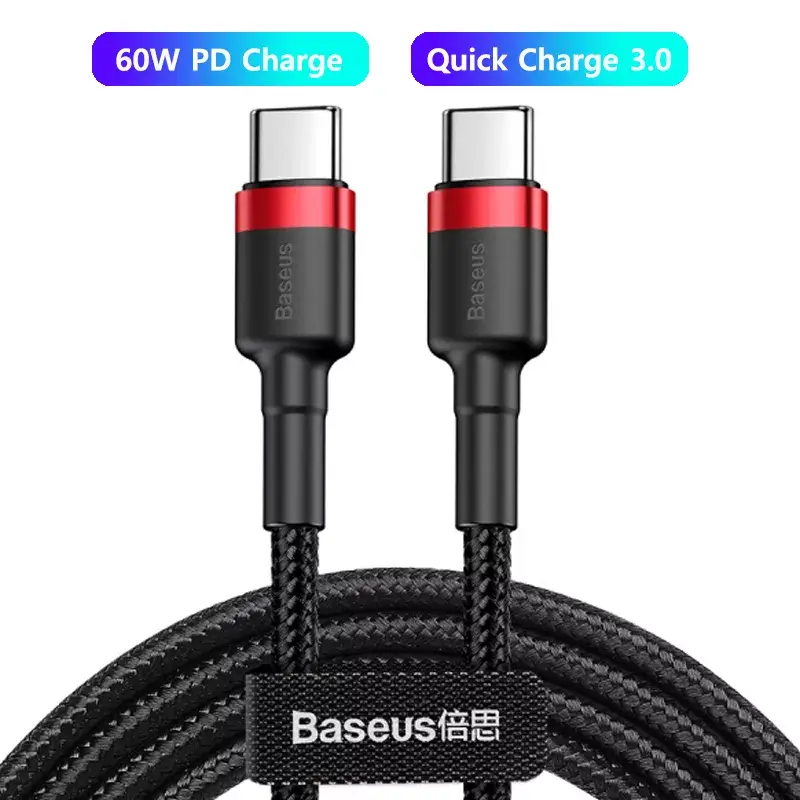 Miniatura: Baseus 100w/5a USB C to USB Type C Cable for iPhone 17 16 PD Fast Charging