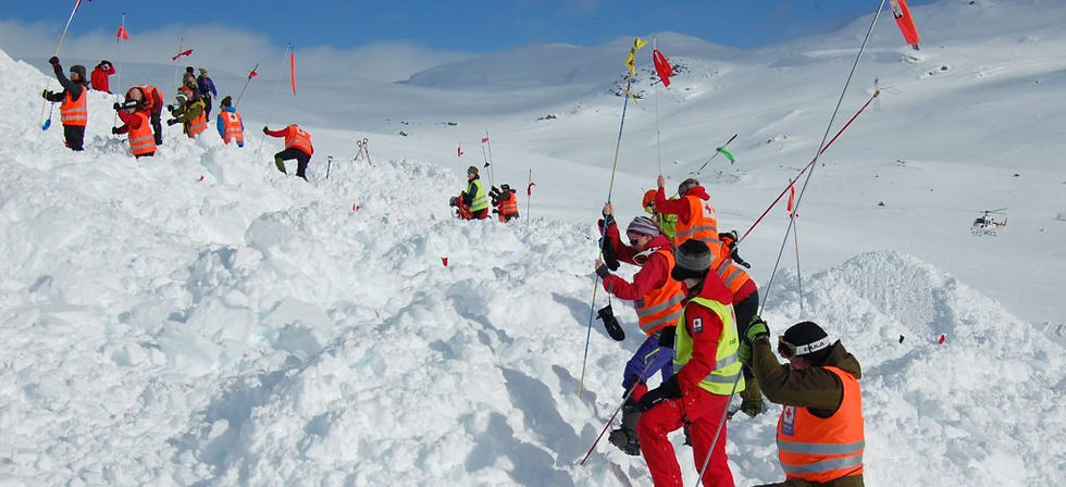 Avalanche - SAR team in Norway aiding people stuck under the snow.
