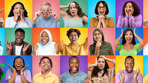 Multi ethnical people showing different emotions