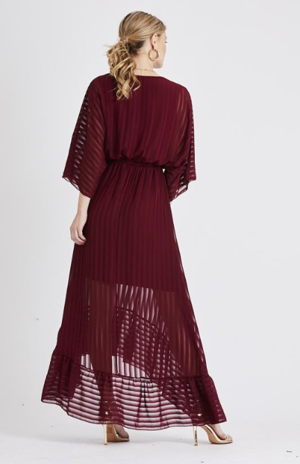 Thumbnail: Burgundy Maxi Plunge Dress