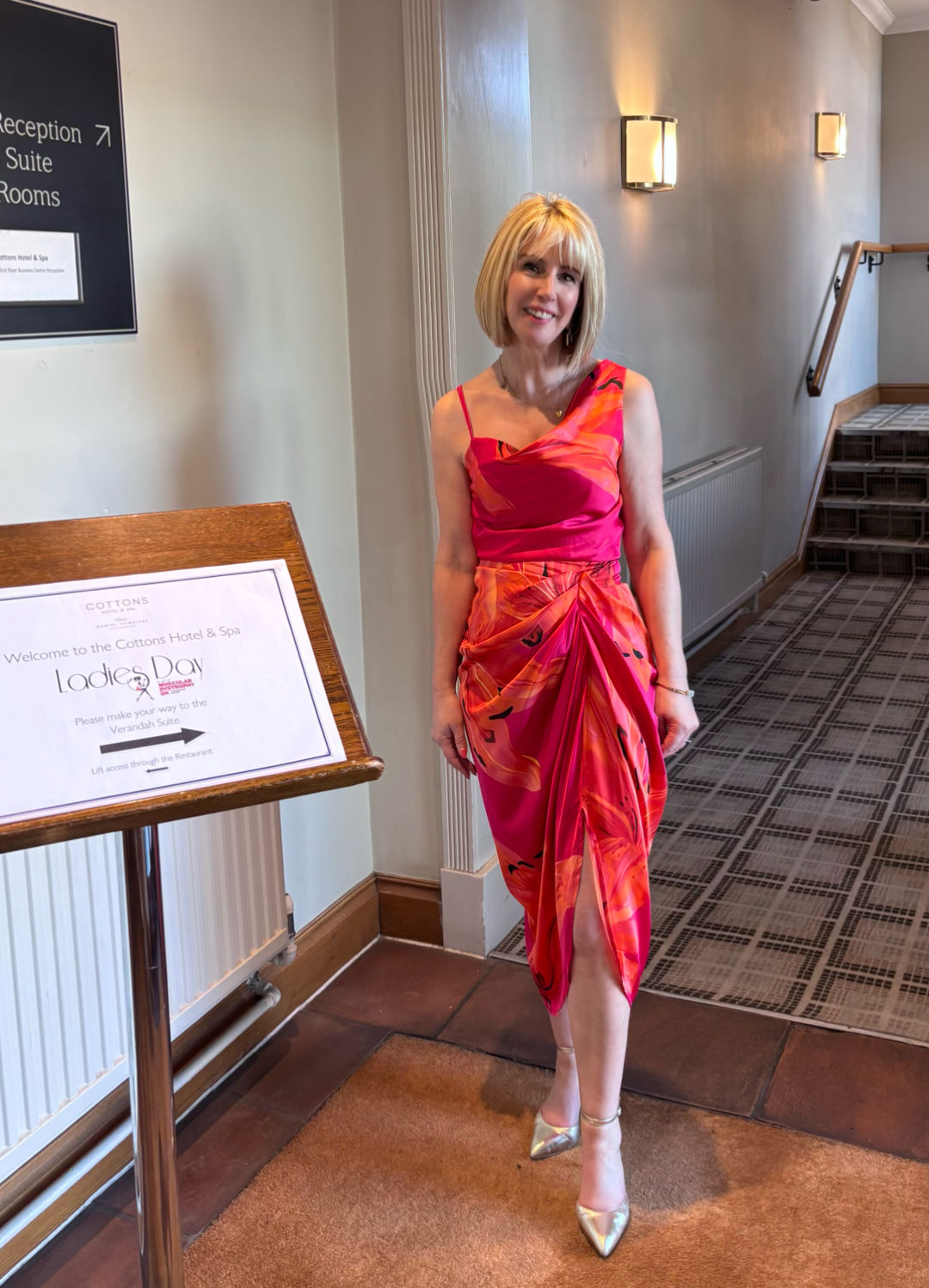 AX Paris Pink & Orange Draped Midi Dress