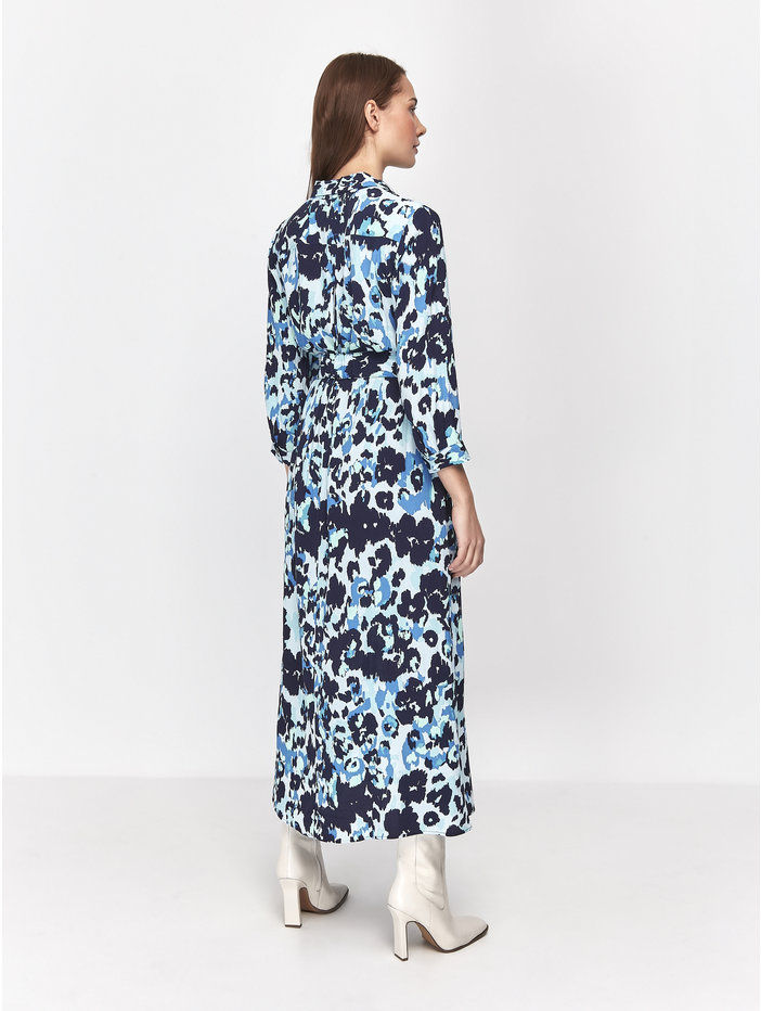 Thumbnail: Sonder Blue Blurred Floral Print Midi Dress