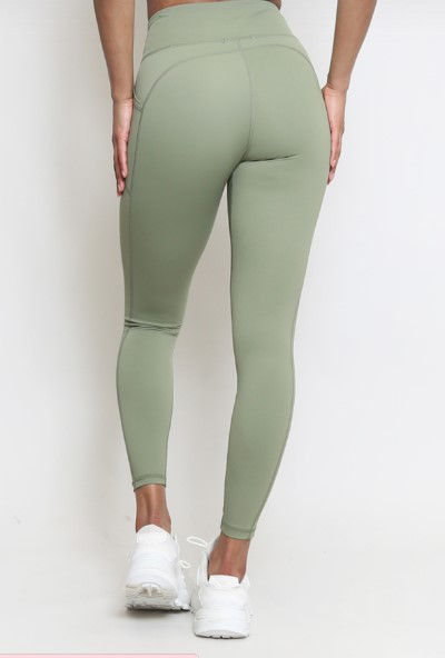 Thumbnail: Khaki Side Pocket High Waist Leggings
