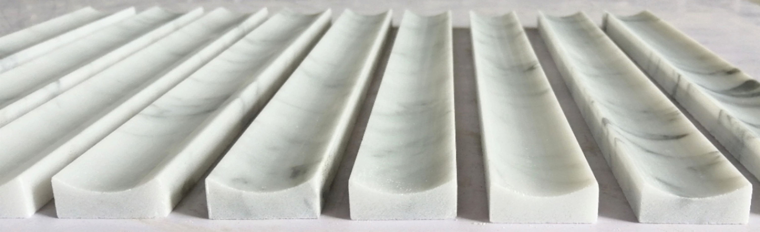 Honed Carrara Marble Bamboo Individual Tiles